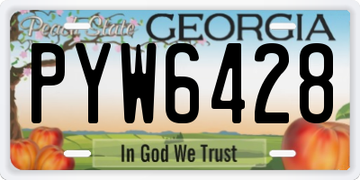 GA license plate PYW6428