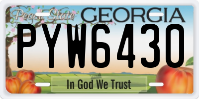 GA license plate PYW6430