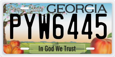 GA license plate PYW6445