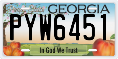 GA license plate PYW6451