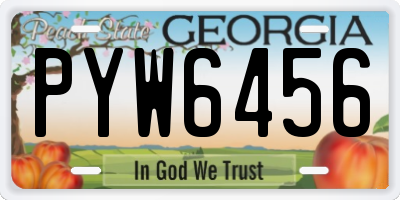 GA license plate PYW6456
