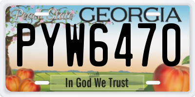GA license plate PYW6470