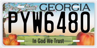 GA license plate PYW6480