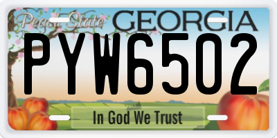 GA license plate PYW6502
