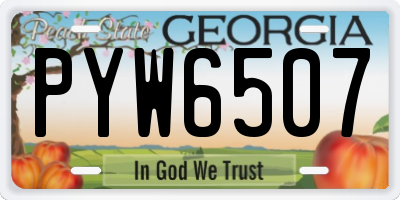 GA license plate PYW6507