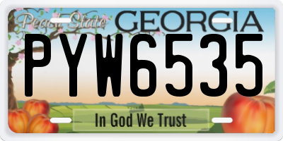 GA license plate PYW6535