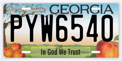 GA license plate PYW6540