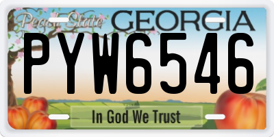 GA license plate PYW6546