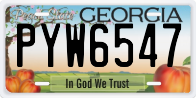 GA license plate PYW6547