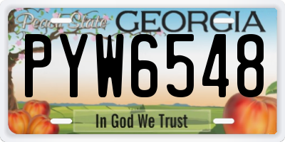 GA license plate PYW6548