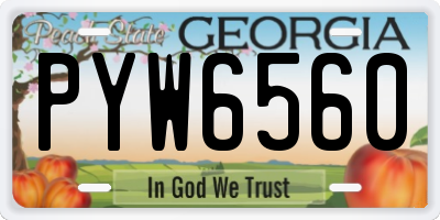 GA license plate PYW6560