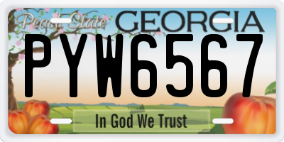 GA license plate PYW6567