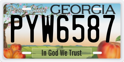 GA license plate PYW6587