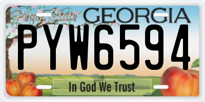 GA license plate PYW6594