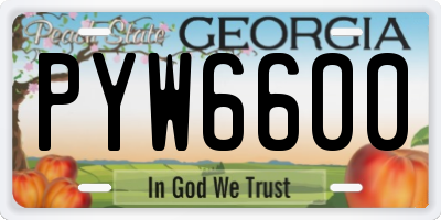 GA license plate PYW6600