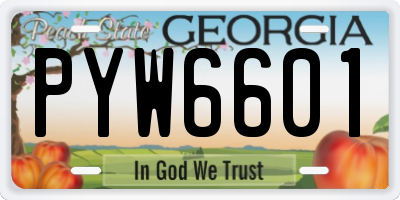 GA license plate PYW6601
