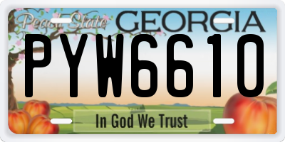 GA license plate PYW6610