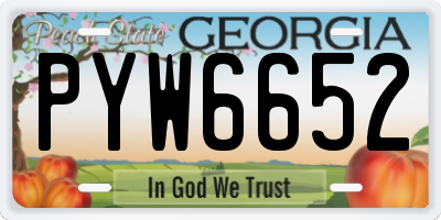 GA license plate PYW6652