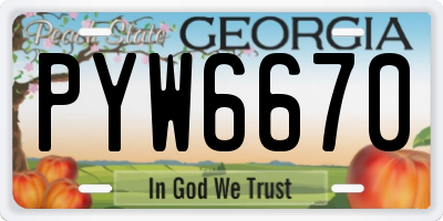 GA license plate PYW6670