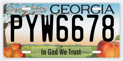 GA license plate PYW6678