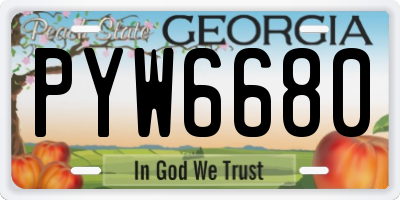 GA license plate PYW6680