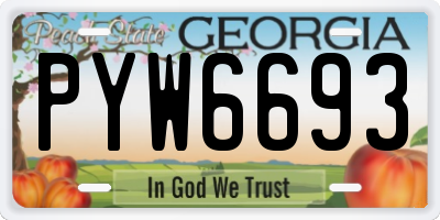 GA license plate PYW6693