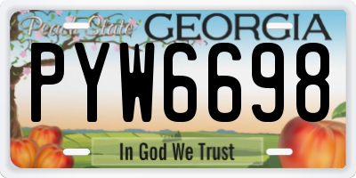 GA license plate PYW6698