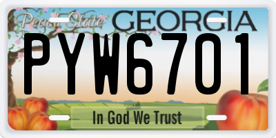 GA license plate PYW6701