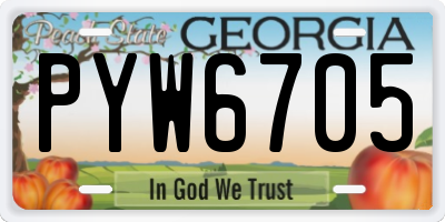 GA license plate PYW6705