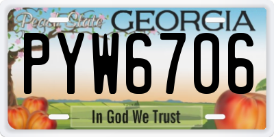 GA license plate PYW6706