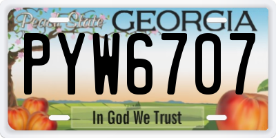 GA license plate PYW6707