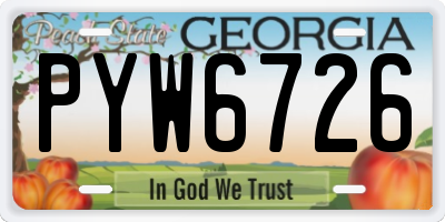 GA license plate PYW6726