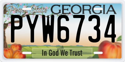 GA license plate PYW6734