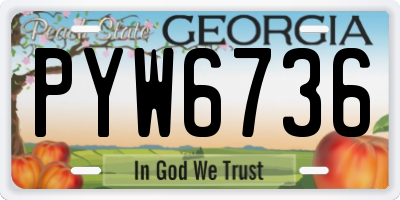 GA license plate PYW6736