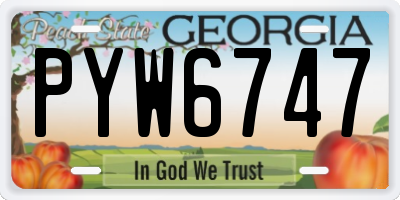 GA license plate PYW6747