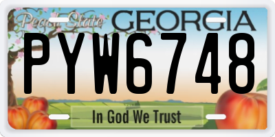 GA license plate PYW6748
