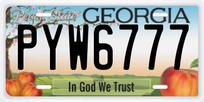 GA license plate PYW6777
