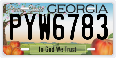 GA license plate PYW6783