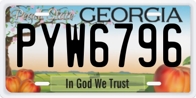 GA license plate PYW6796