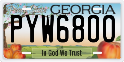 GA license plate PYW6800