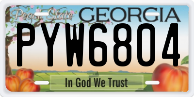 GA license plate PYW6804