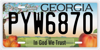 GA license plate PYW6870
