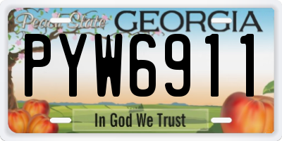 GA license plate PYW6911