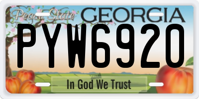 GA license plate PYW6920