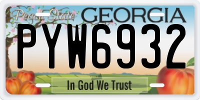GA license plate PYW6932