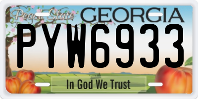 GA license plate PYW6933
