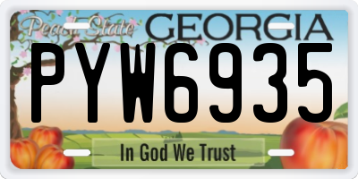 GA license plate PYW6935