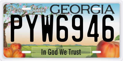 GA license plate PYW6946