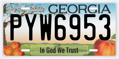 GA license plate PYW6953