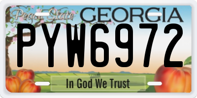 GA license plate PYW6972